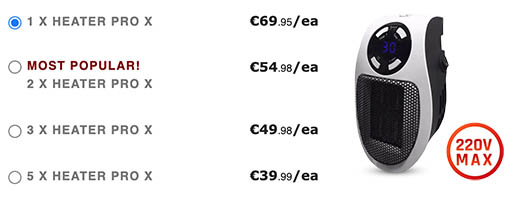 heater pro x prices