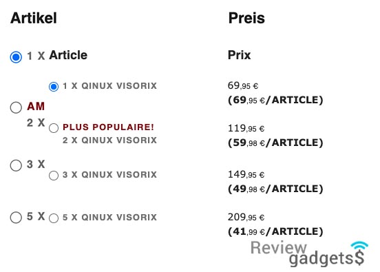 Qinux Visorix Prix