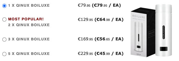 Qinux Boiluxe Pricing